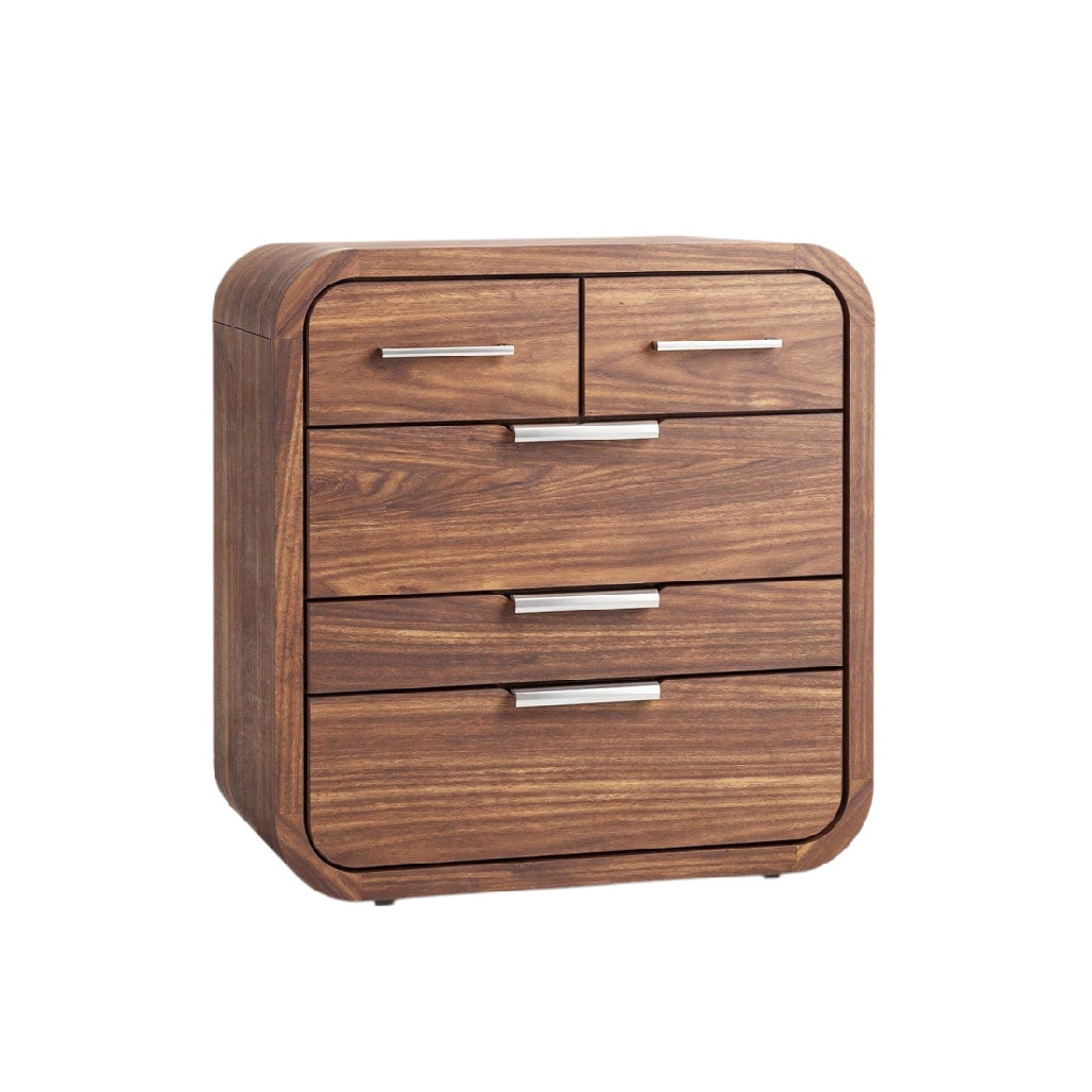 Moderne Houten Ladekast met Vier Lades en Ronde Hoeken