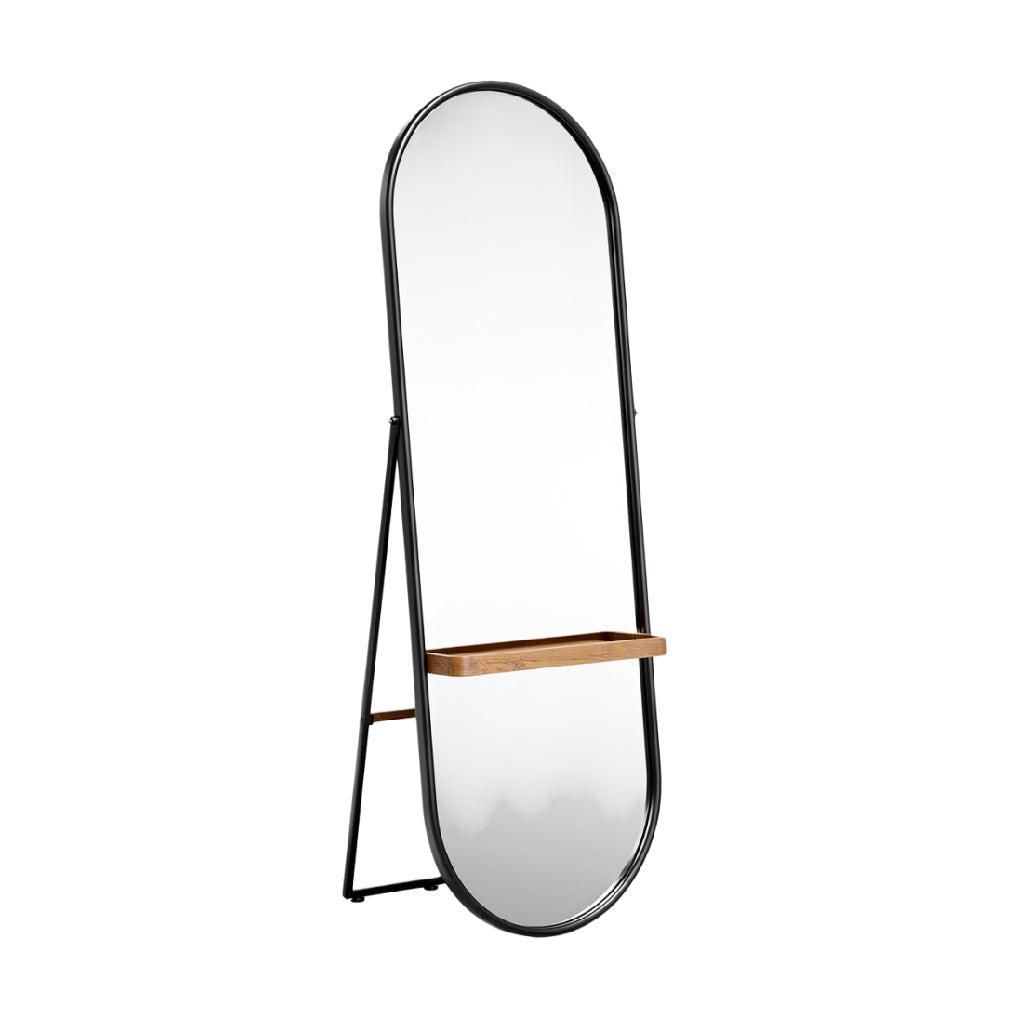 Staande Spiegel met Houten Plank en Moderne Ontwerp